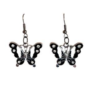 Indio Jewelry Black and White Enamel Butterfly Black Earrings #346